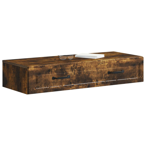 VidaXL vidaXL Wall-Mounted Side Table Smoked Oak 87.5 x 34.5 x 17 cm 2