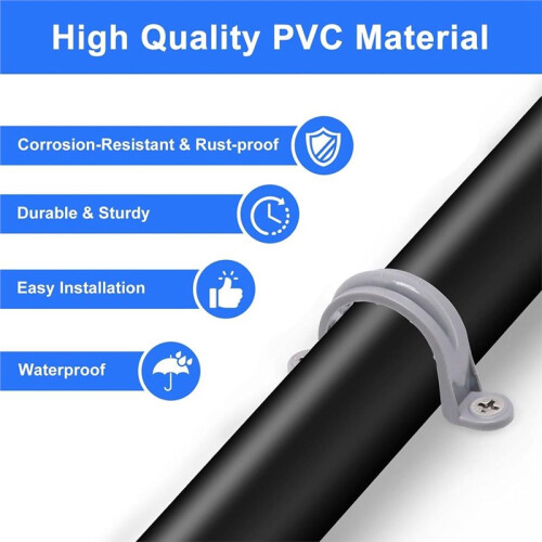 1 Inch PVC Pipe Strap 2-Hole U Shape Conduit Pipe Clamp Wall Mount Pipe Support Bracket for Plumbing Conduit Fixing