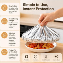 Paquet de 200 Couvercles Alimentaires en Aluminium Élastiques pour Bols, Assiettes, Contenants