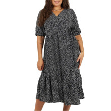 (22 UK, Black/White) Brave Soul Womens/Ladies Leopard Print Puff Sleeve Wrap Dress