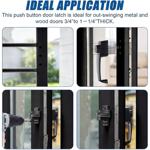 2 Pack Black Aluminum Screen Storm Door Push Button , Replacement Handle for 5/8"-1-1/4" Thick Doors