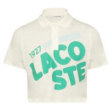 (16 UK, White) Lacoste Womens/Ladies Lettering Cropped Polo Shirt