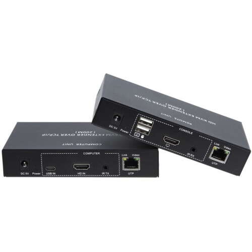 Extensor KVM IP Compatível com  de 200M sobre Cabo Ethernet RJ45 Cat5e/6 1080P Extensor USB KVM Via para  de Rede Plugue EU