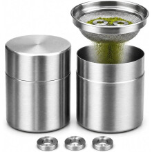 Ensemble de 2 Tamis à Poudre de Matcha et Boîte de Rangement, Canisters en Acier Inoxydable pour Matcha Latte, Cuisine