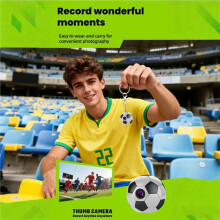 Cámara Portátil HD 2.7K con Forma de Pulgar, Ángulo de 120, para Exteriores, con Forma de Balón de Fútbol, Llavero Deportivo, Grabadora de Vídeo