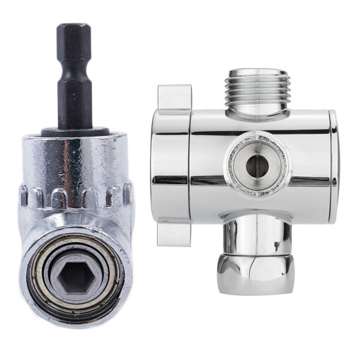 1/4 Inch Extension Hex Drill Bit Adjustable Hex Bit Angle Driver Screwdriver with 1/2 Inch 3-Way T-Adapter Diverter
