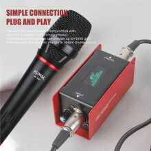 Protable Dynamic Microphone Amplifier High Gain 48V Phantom Power 6.35mm XLR Mic Booster for Dynamic Microphones Booster