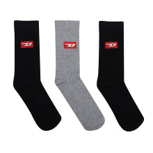 (2.5 UK-5 UK, Black/Grey) Diesel Unisex Adult Crew Socks (Pack of 3)