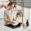 Absorbent Diatomaceous Earth Sponge Rack for Kitchen Sinks, Double-Bowl Quick-Drying Dishwashing Brush Organizer 3