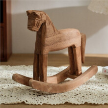 6X Vintage Carved Wood Rocking Horse Animals Decorated with Wood Carved  Horse Figurines for Home Decoration