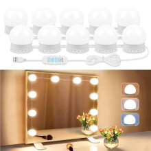 2X LED-Make-Upverlichting voor Spiegel, Make-Upverlichting Blijft Hangen met 10 Dimbare Lampen, USB-Kabel Spiegelverlichting voor Make- Dressing