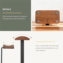 Soporte para Auriculares, Soporte de Madera con Base de Almacenamiento, Soporte para Auriculares para Juegos, Oficina y Escritorio en Casa
