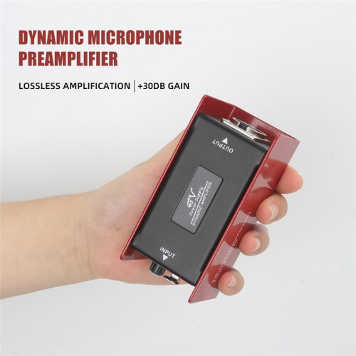 Protable Dynamic Microphone Amplifier High Gain 48V Phantom Power 6.35mm XLR Mic Booster for Dynamic Microphones Booster 2