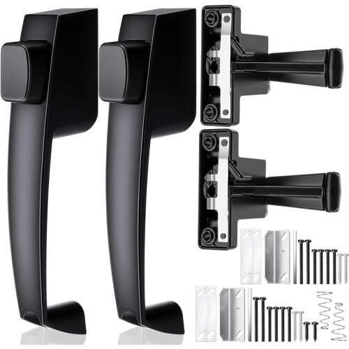 2 Pack Black Aluminum Screen Storm Door Push Button , Replacement Handle for 5/8"-1-1/4" Thick Doors 1