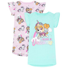 (6-7 Years, Pink/Blue) Paw Patrol Girls Skye Unicorn Nightie (Pack of 2)