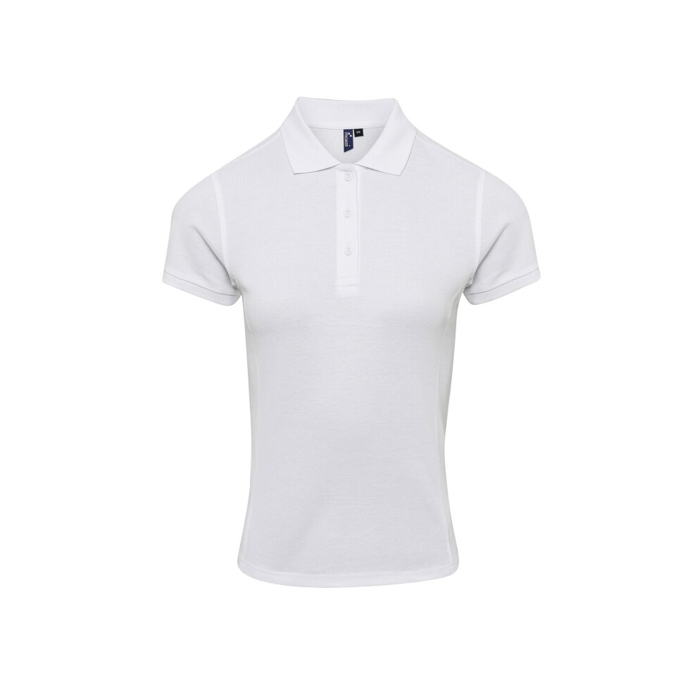 Premier (S, White) Womens/Ladies Coolchecker Plus Piqu Polo With Coolplus