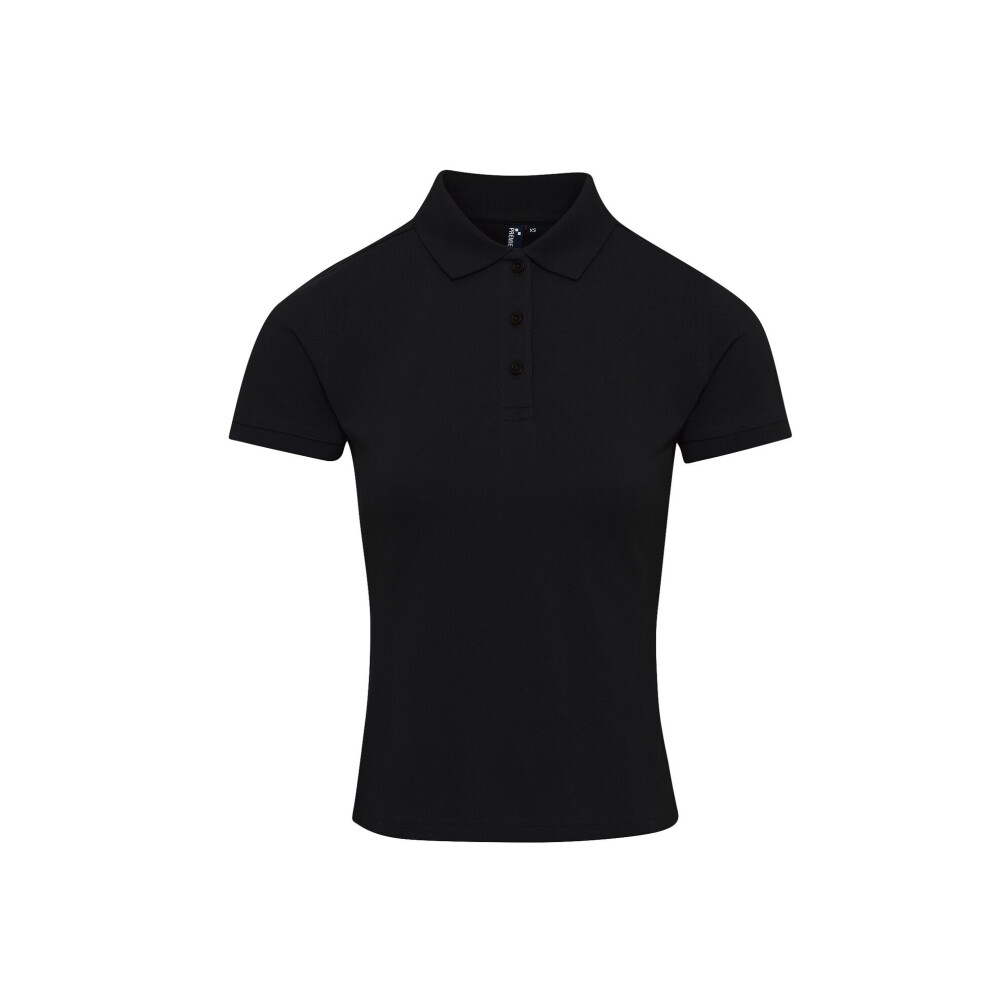 Premier (L, Black) Womens/Ladies Coolchecker Plus Piqu Polo With Coolplus