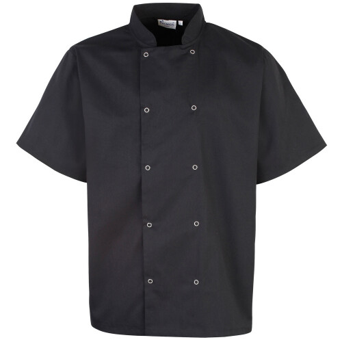 Premier (XL, Black) Premier Unisex Studded Front Short Sleeve Chefs Jacket
