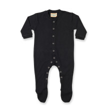 (12-18, Black) Larkwood Baby Unisex Plain Long Sleeved Sleepsuit