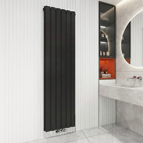 NES Home Nes Home 1800 X 410 mm Vertical Flat Double Panel Black Designer Radiator
