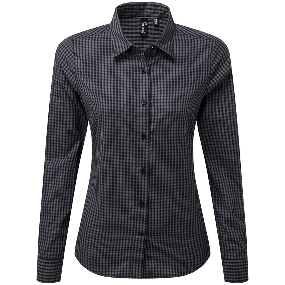 Premier (S, Steel/Black) Womens/Ladies Maxton Gingham Long-Sleeved Shirt
