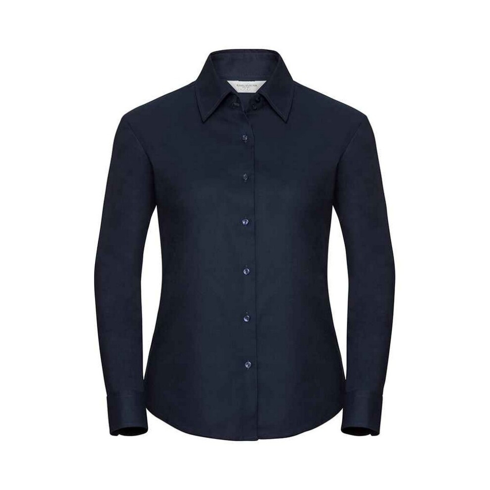 Russell (S, Bright Navy) Womens/Ladies Oxford Easy-Care Long-Sleeved Shirt