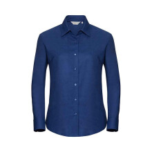 (XS, Bright Royal Blue) Russell Womens/Ladies Oxford Easy-Care Long-Sleeved Shirt