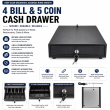 Heavy Duty Cash Register Drawer 4 Bill 5 Coin Till