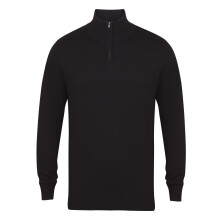 (4XL, Light Heather) Henbury Mens 1/4 Zip Long Sleeve Jumper