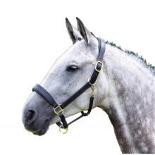 (X Full, Black) Blenheim Leather Travel Horse Headcollar
