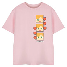 (13-14 Years, Pink) Minecraft Girls Pixel Hearts Short-Sleeved T-Shirt