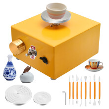 Mini Pottery Wheel Machine, Electric Ceramic Pottery Wheel with 6.5cm & 10cm Turntables, DIY Clay Tool for Ceramic Art Craft, Beginners Students