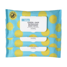 Bliss Lemon and Sage Deodorizing Body Wipes - 30 Ct, 3-Pack - Clean & Vegan