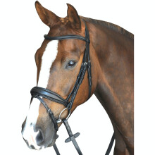 (Full, Black) Collegiate Mono Crown Padded Raised Leather Flash Bridle