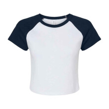 (M, White/Navy) Bella + Canvas Womens/Ladies Raglan Crop T-Shirt