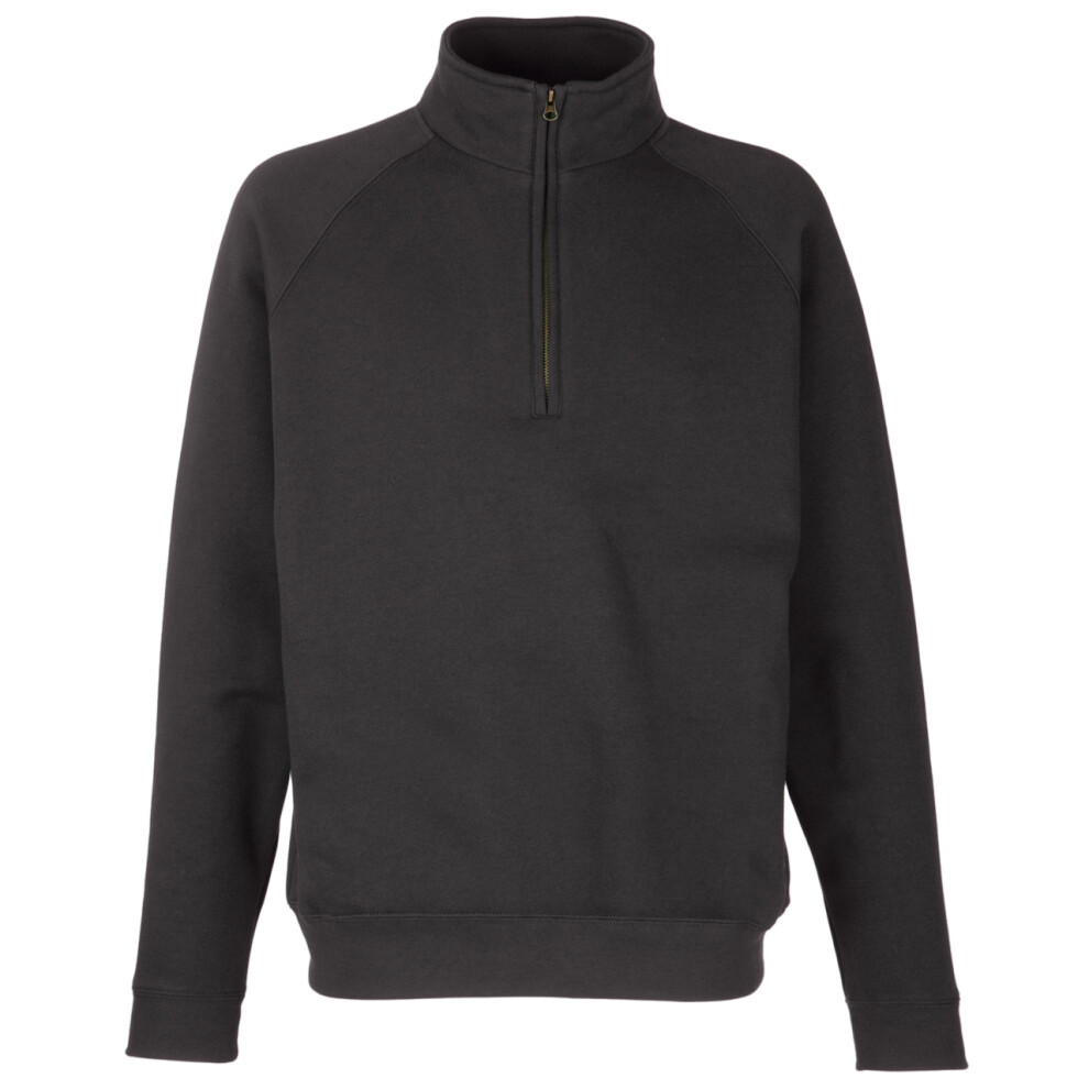 Fruit Of The Loom (S, Black) Adults Unisex Classic Zip Neck Sweatshirt