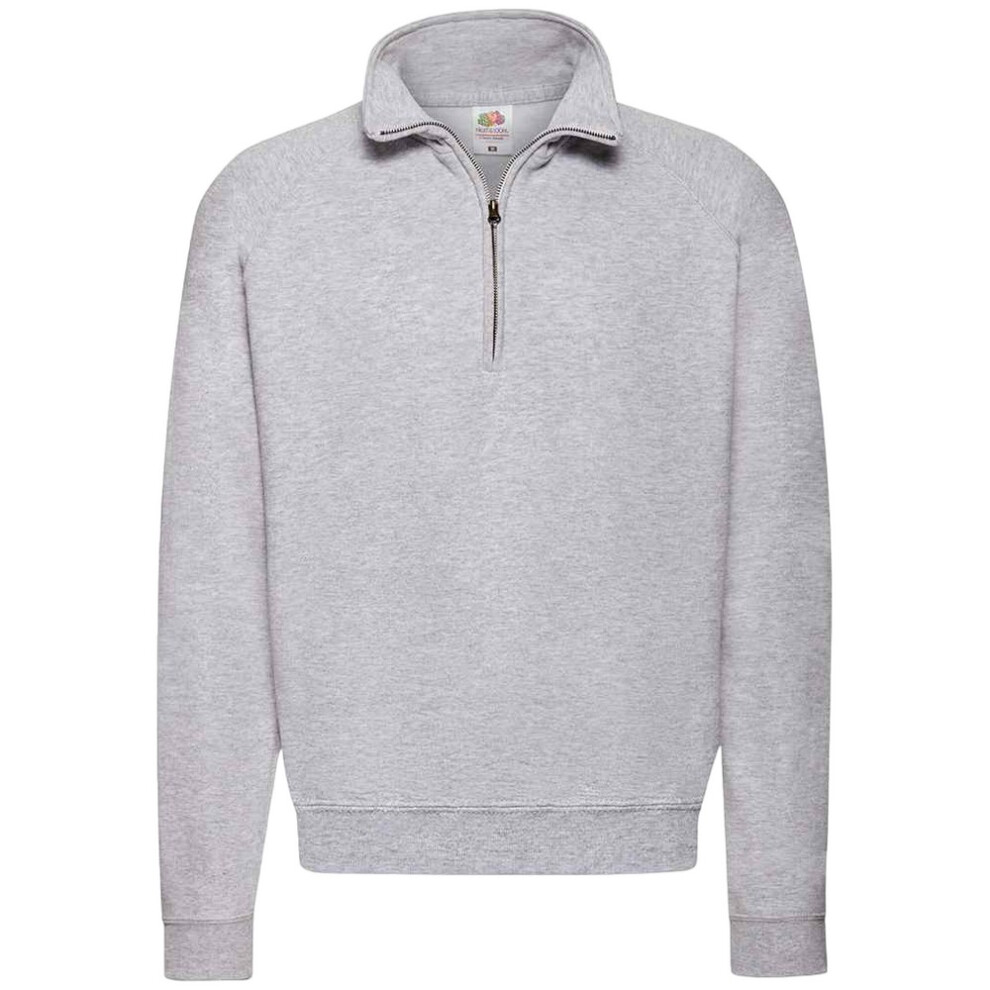 Fruit Of The Loom (S, Heather Grey) Adults Unisex Classic Zip Neck Sweatshirt