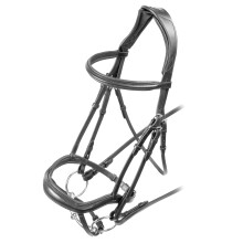 (X Full, Black) Velociti Ergonomic Leather Horse Bridle