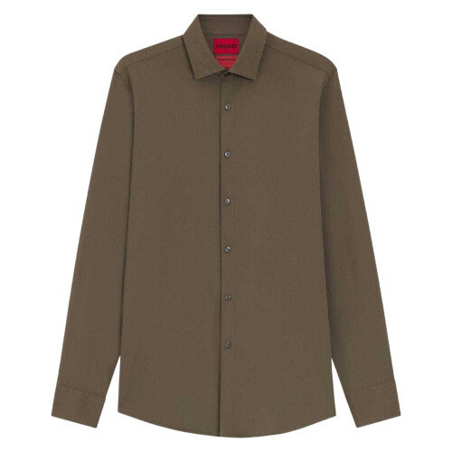 Hugo Boss (16in, Grey) Hugo Boss Mens Solid Slim Long-Sleeved Shirt