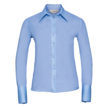 (S, Bright Sky) Russell Collection Ladies/Womens Long Sleeve Ultimate Non-Iron Shirt