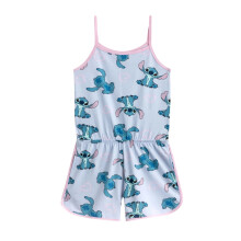 (9-10 Years, Blue) Lilo & Stitch Girls Stitch All-Over Print Sleeveless Playsuit
