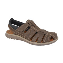 (9 UK, Brown) Roamers Mens Leather Touch Fastening Sandals