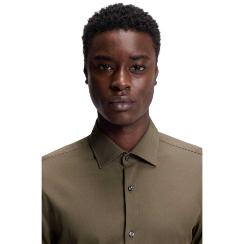 Hugo Boss (15in, Grey) Hugo Boss Mens Solid Slim Long-Sleeved Shirt 2