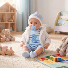 (Blue) The Magic Toy Shop 18" Lifelike Size Baby Doll With Dummy & Sounds