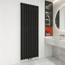 Vertical Central Connection Towel Radiator Black Single Straight 1800 x 546 mm