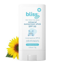 Bliss Baby Mineral Face Sunscreen Stick, SPF 50, Natural Zinc Oxide, Unscented, Hypoallergenic & Dermat Tested, Water-Resistant,Vegan, Sensitive Skin