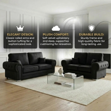 (5 Seater Corner, Black Naples) Verona 3 & 2 Seater Sofa Set 2,3 Seater Sofa Living Room Upholstered Plush & Naples