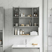 vidaXL Badezimmerspiegelschrank Betongrau 60 x 14,5 x 70 cm