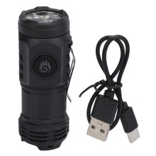 (Black) Mini lampe torche LED rechargeable longue portée à éclairage multi-mode pour le camping, la randonnée et les activités de plein air