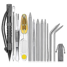 (Black) Strikkesett med Marlin-spikertau i rustfritt stål, 12 deler, DIY-paraplysett til utendørs bruk